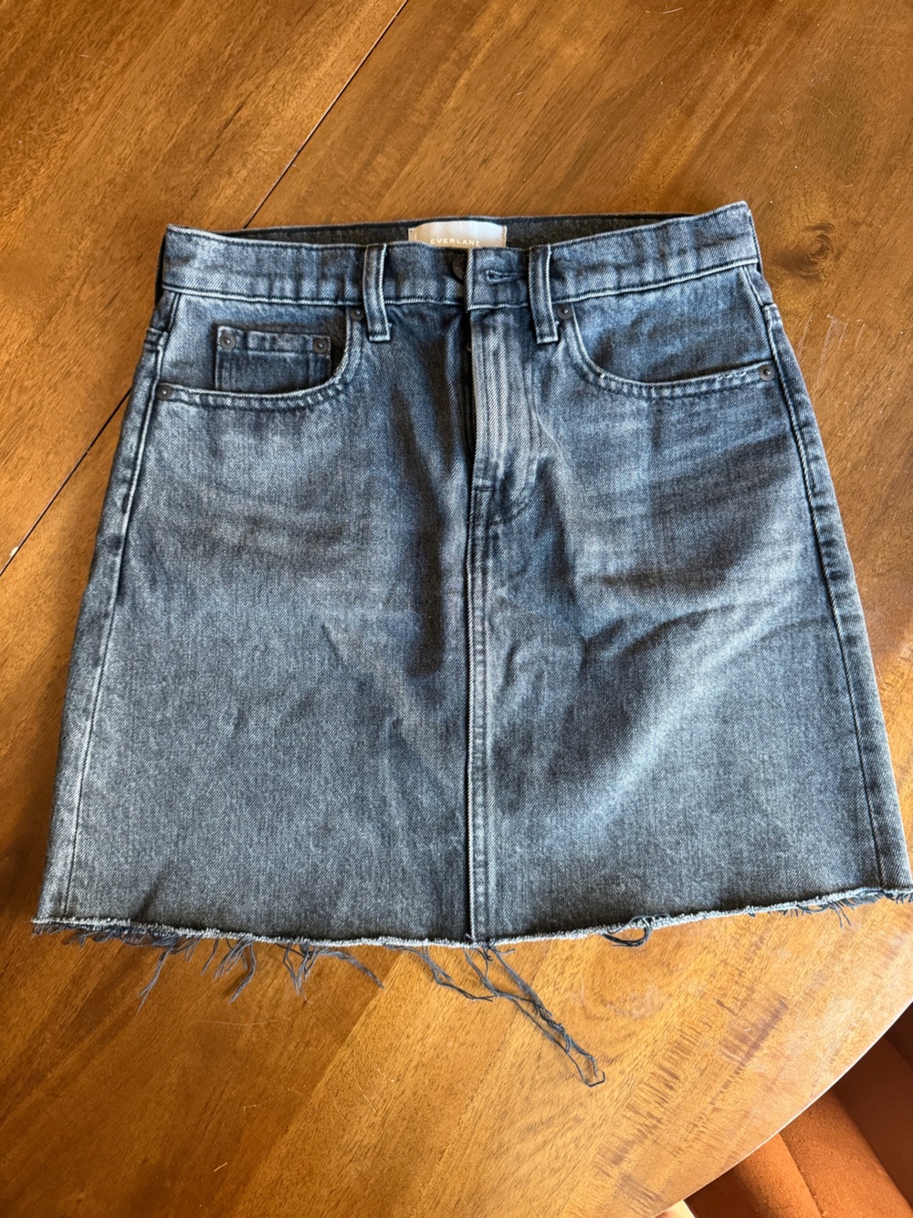 Everlane Washed Black Denim Mini Skirt circa 2018